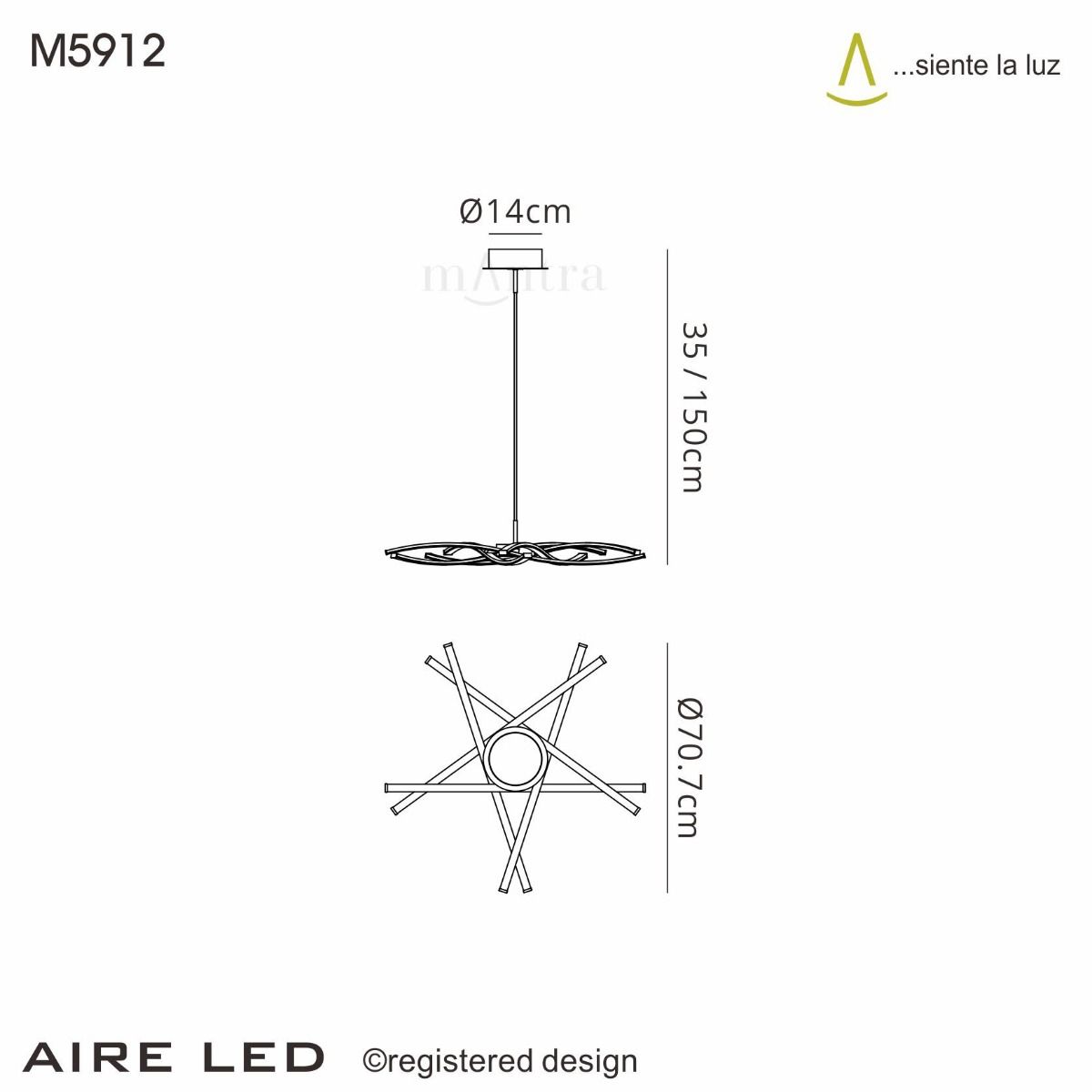 M5912 Mantra Aire LED Extra Large Ceiling Pendant Polished Chrome Frame