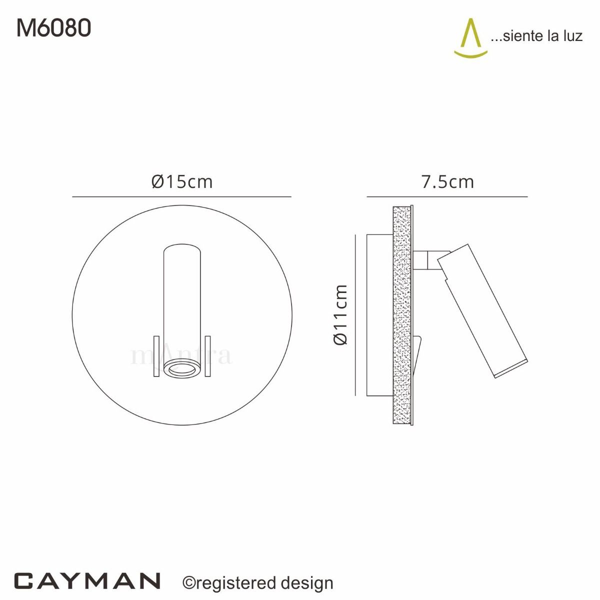M6080 Mantra Cayman Reading Wall Light 6W + 3W LED 3000K 620lm Matt White