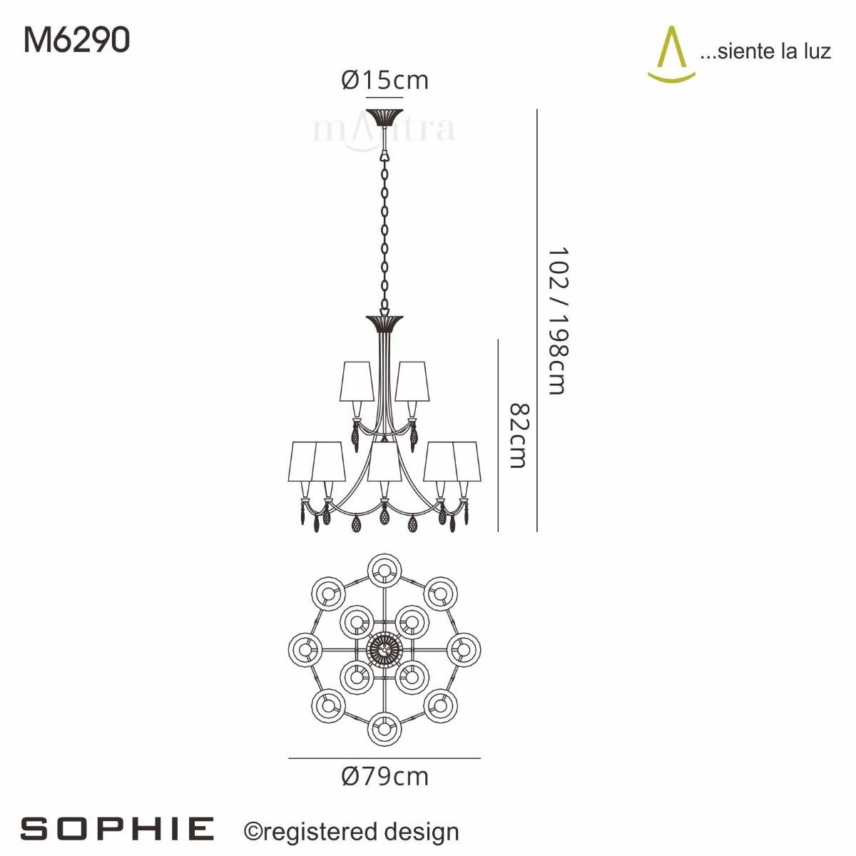 M6290 Mantra Sophie Extra Large 12 Light Gold Chandelier