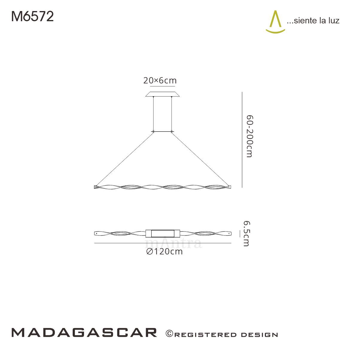 M6572  Mantra Madagascar Ceiling LED White Bar Pendant