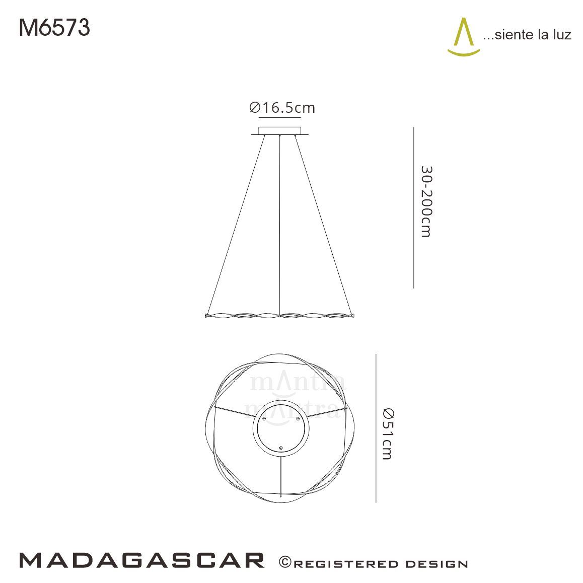 M6573 Mantra Madagascar Small Ceiling LED White Pendant