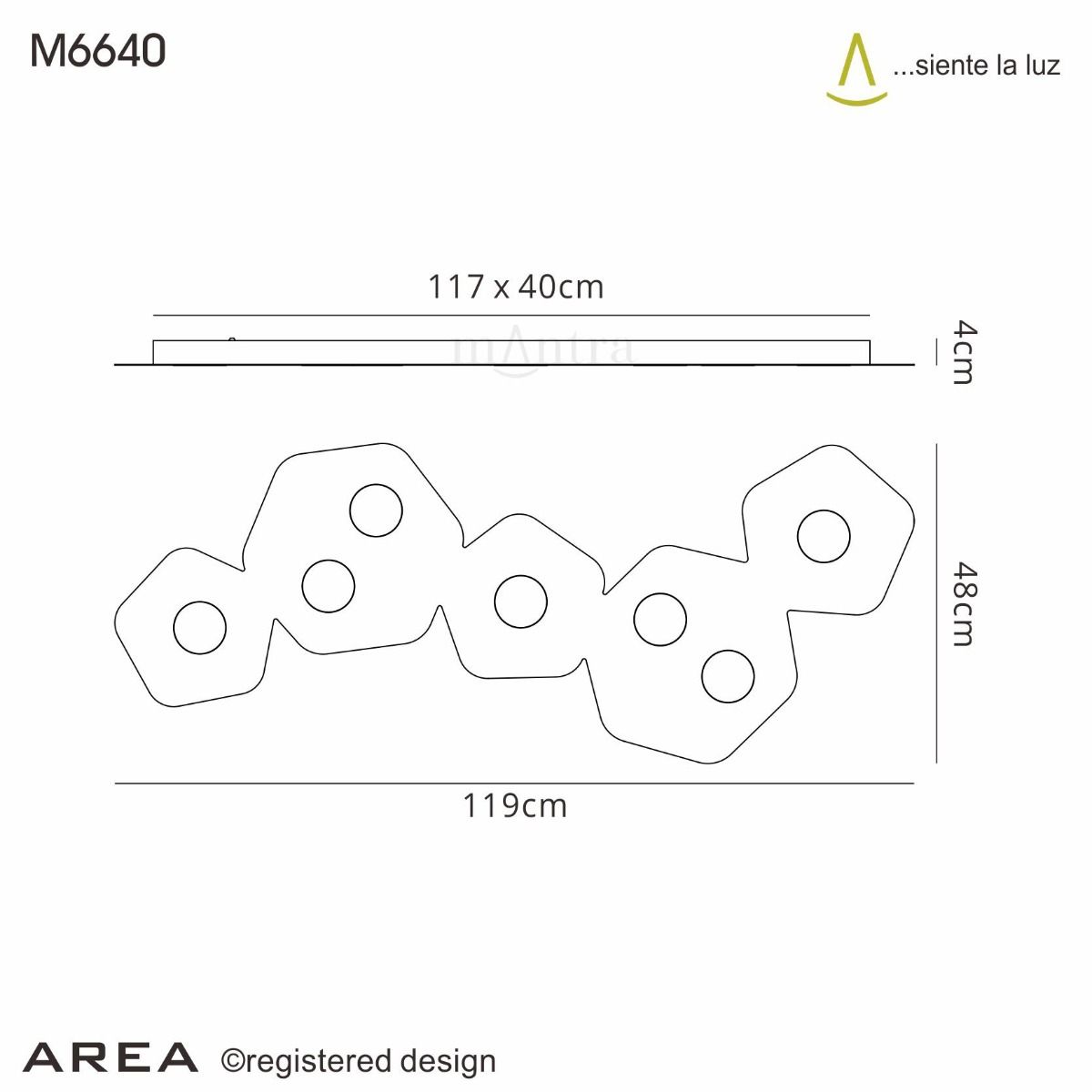 M6640 Mantra Area 7 Light Flush Ceiling Fitting GX53 Sand White