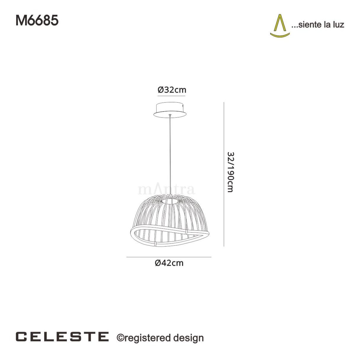 M6685 Mantra Celeste Small Ceiling LED Black Pendant