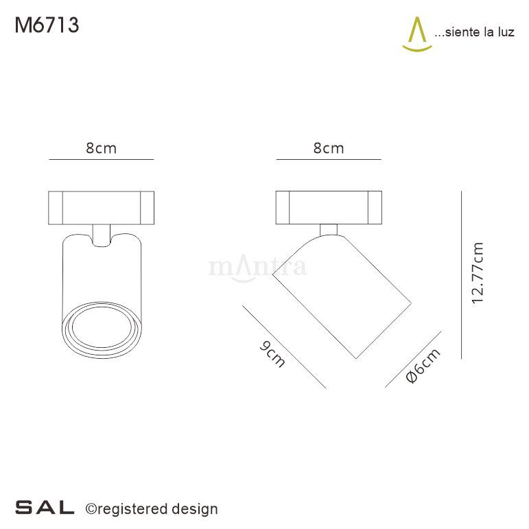 M6713 Mantra Sal 1 Light Spotlight GU10 Matt Black