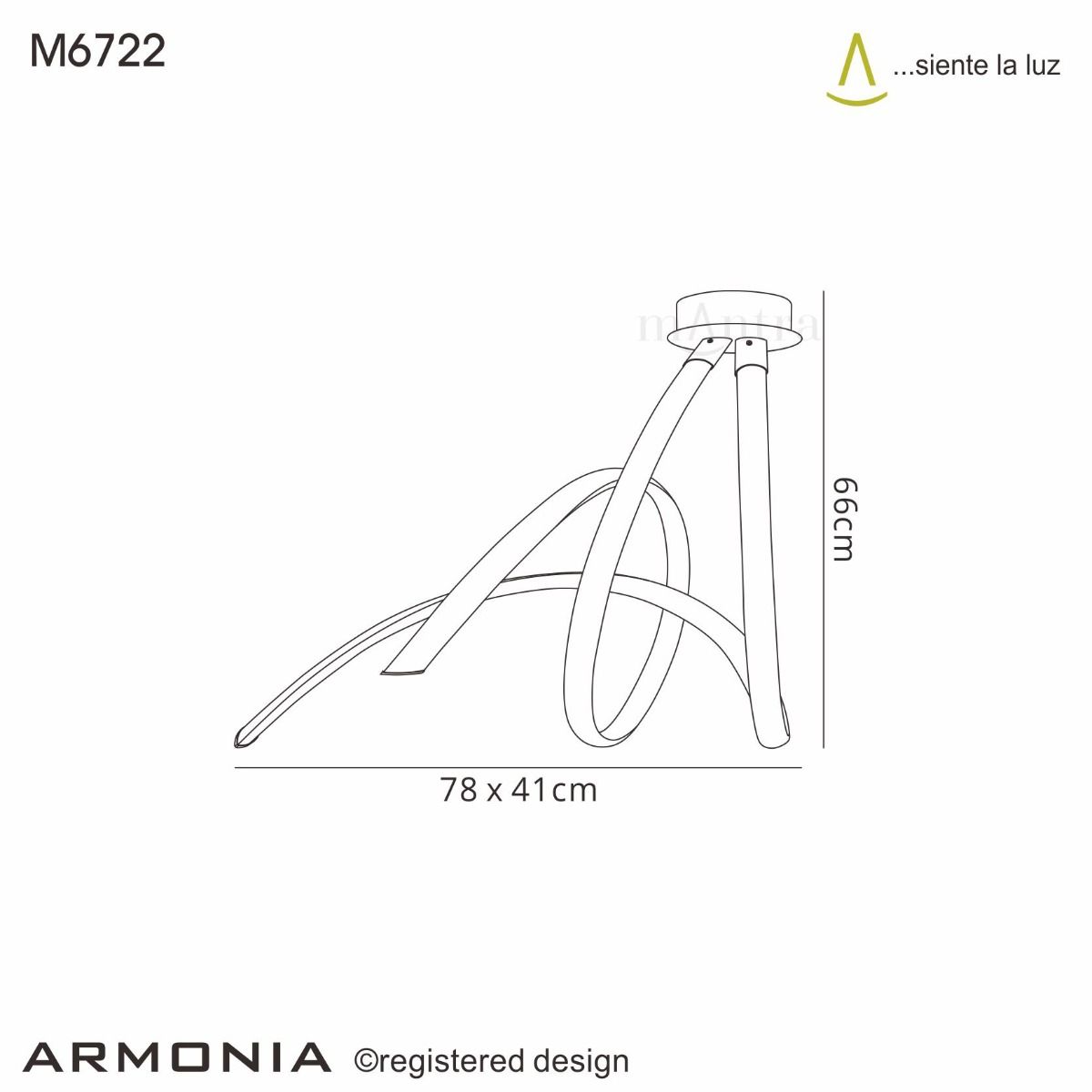 M6722 Mantra Armonia Semi Flush Ceiling Fitting 60W LED 3000K 4500lm White Chrome