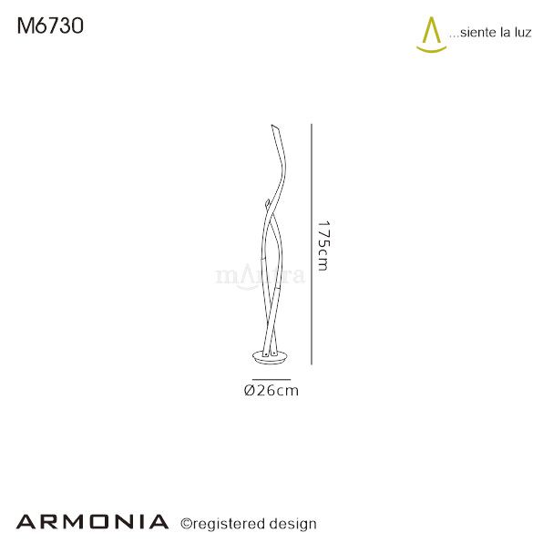 M6730 Mantra Armonia Floor Lamp 30W LED 3000K 2250lm White Chrome