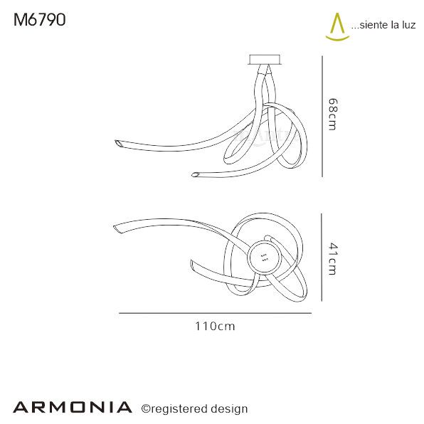 M6790 Mantra Armonia Large Semi Flush Ceiling Fitting 60W LED 3000K 4500lm White Titanium