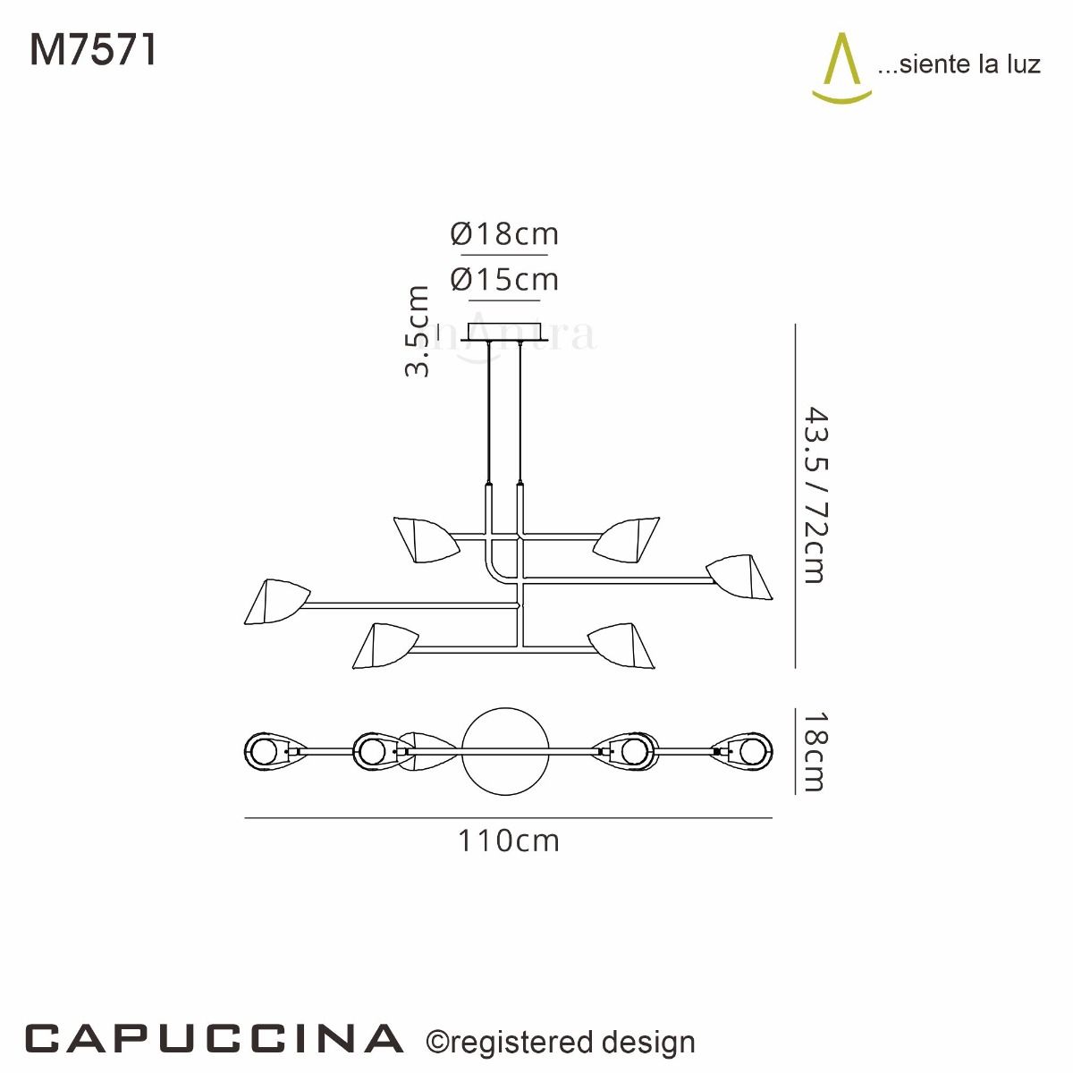 MAN/M7571 Mantra Capuccina 6 Light Linear Pendant White