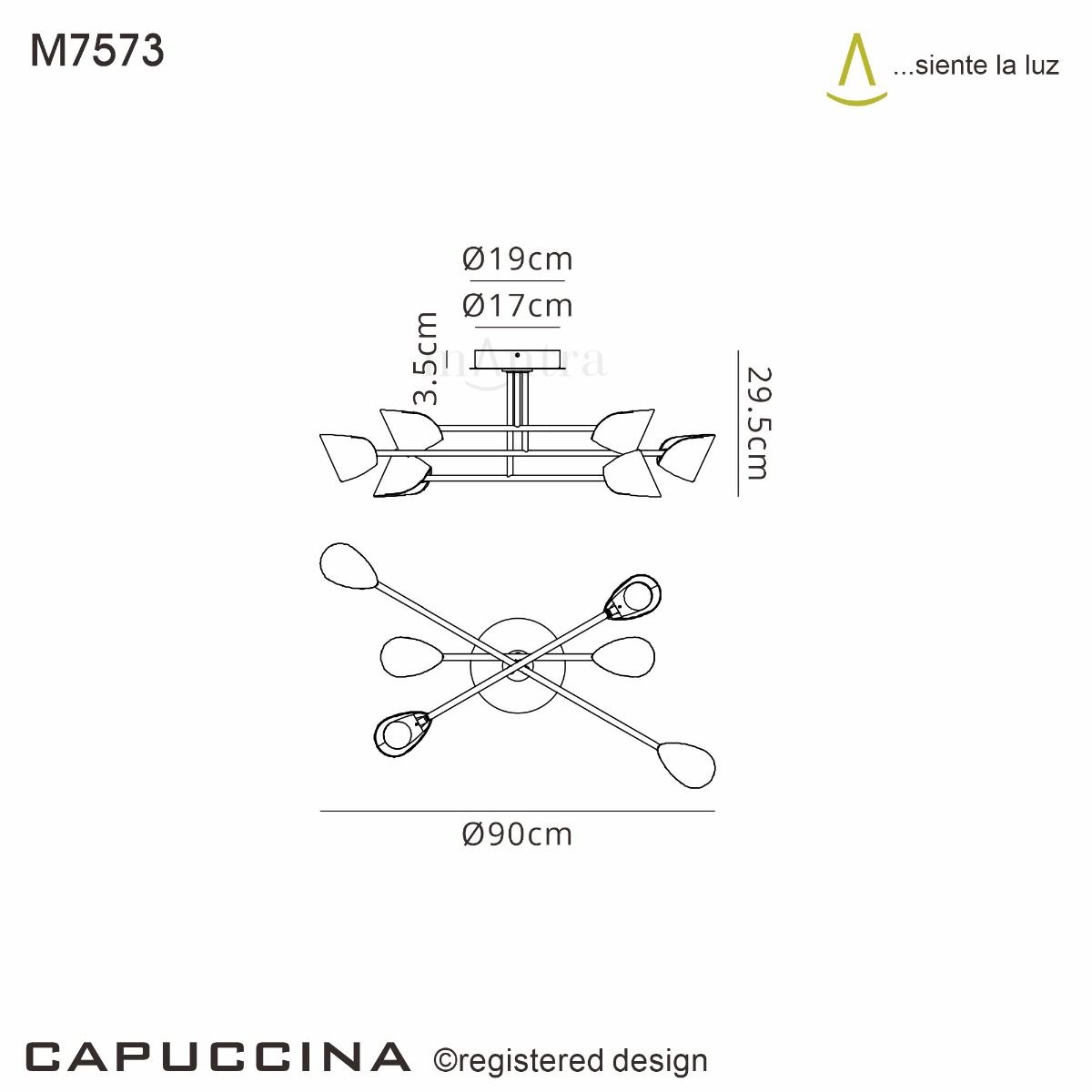 MAN/M7573 Mantra Capuccina 6 Light Semi Flush Fitting White