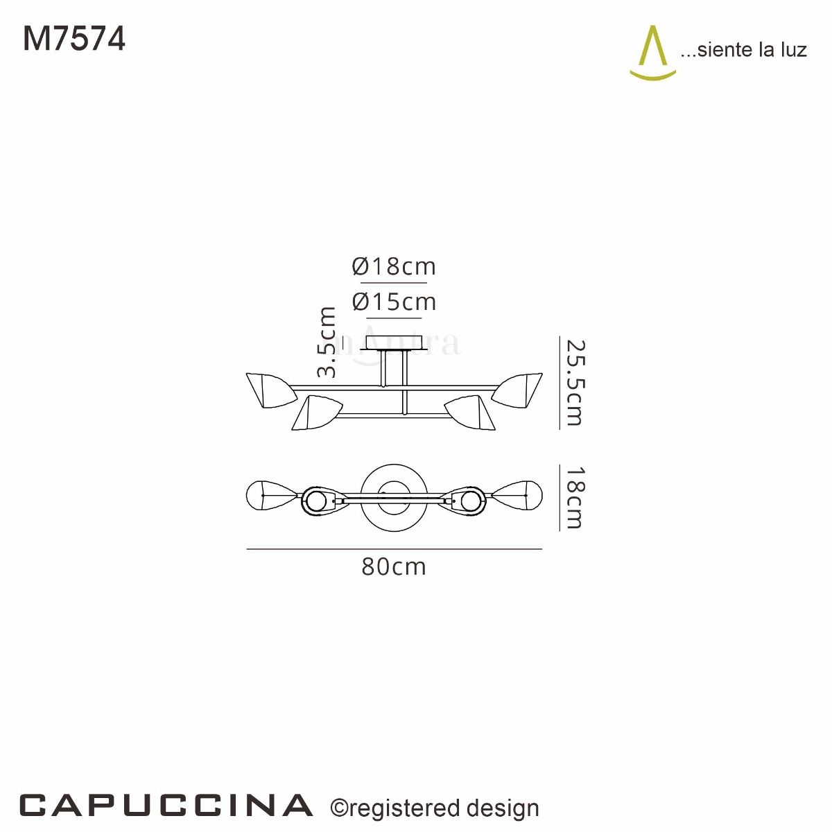 MAN/M7574 Mantra Capuccina Small 4 Light Semi Flush Fitting White