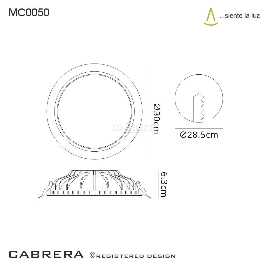 MC0050 Mantra Cabrera 30cm Round Ceiling Downlight 30W LED 4000K 2600lm Matt White