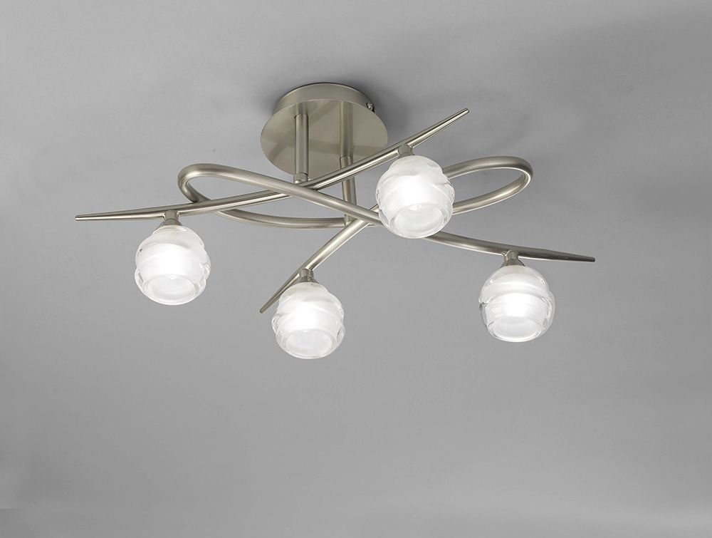 M1813 Mantra Loop 4 Light Semi-Flush Ceiling Fitting G9 ECO Satin Nickel