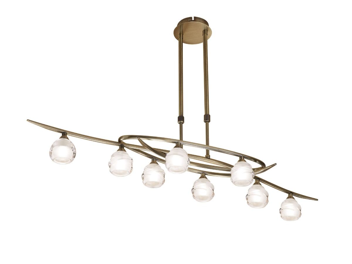 M1820 Mantra Loop Telescopic 8 Light Ceiling Fitting ECO Line Antique Brass