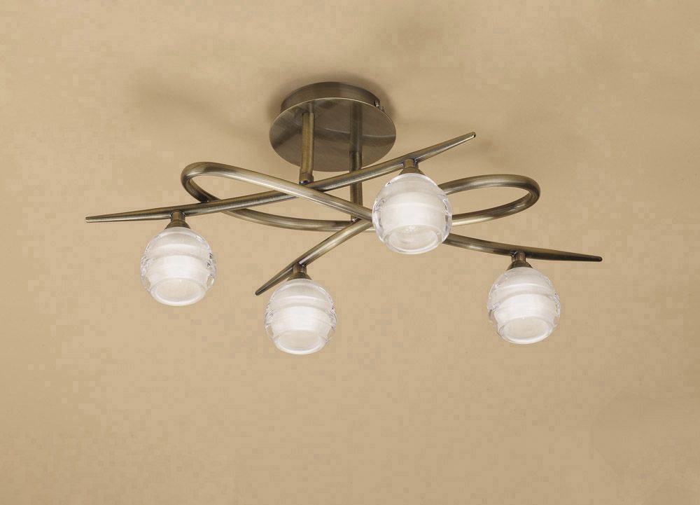 M1823 Mantra Loop Antique Brass 4 Light Flush Fitting