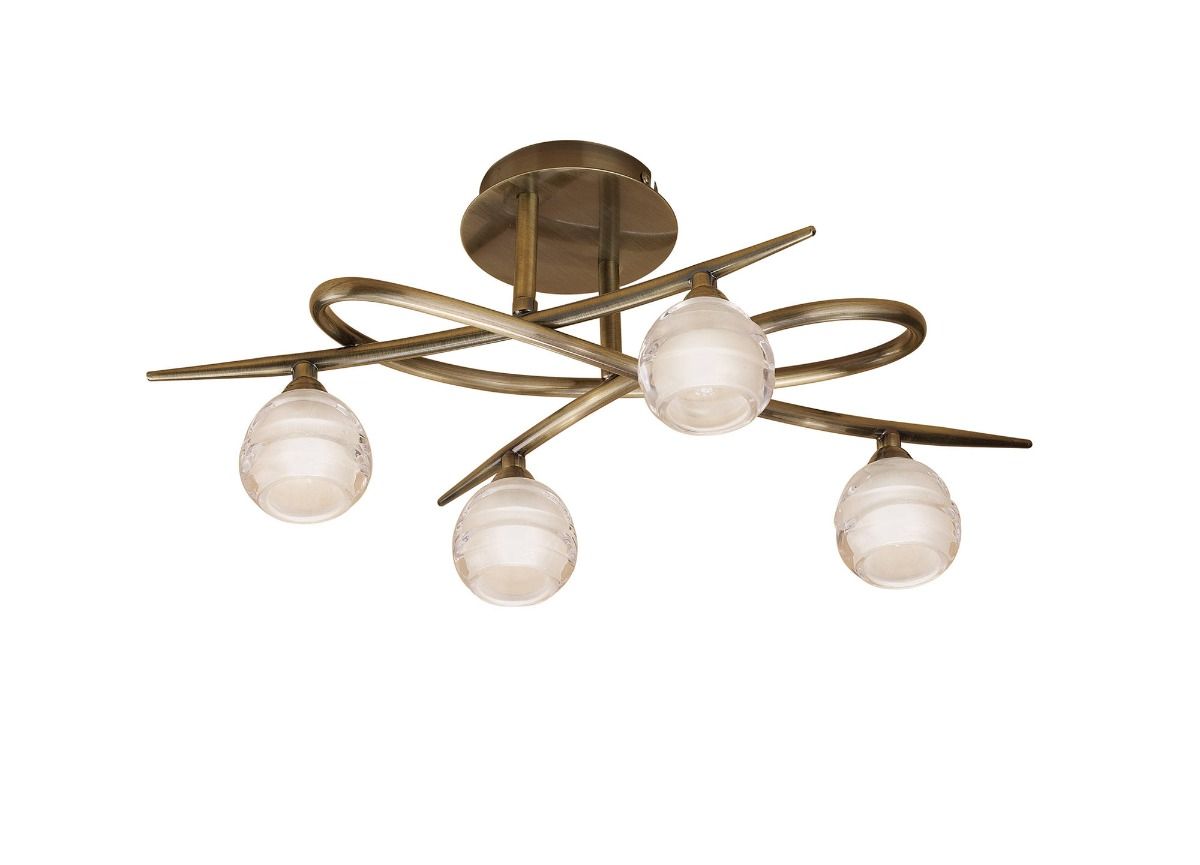 M1823 Mantra Loop Antique Brass 4 Light Flush Fitting