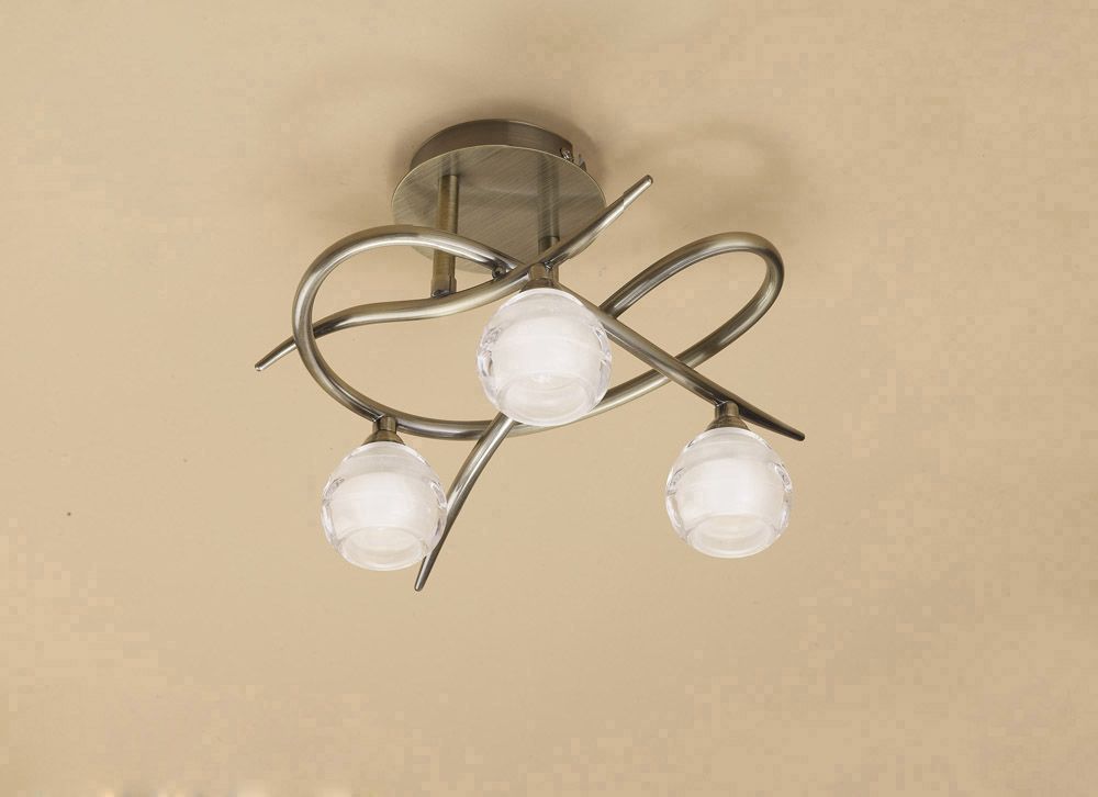 M1824 Mantra Loop Semi-Flush Ceiling Fitting 3 Light G9 ECO Antique Brass