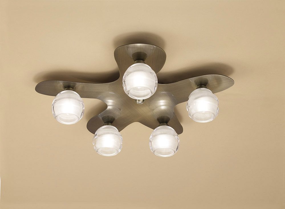 M1829 Mantra Loop 5 Light Semi-Flush Ceiling Fitting G9 ECO Antique Brass