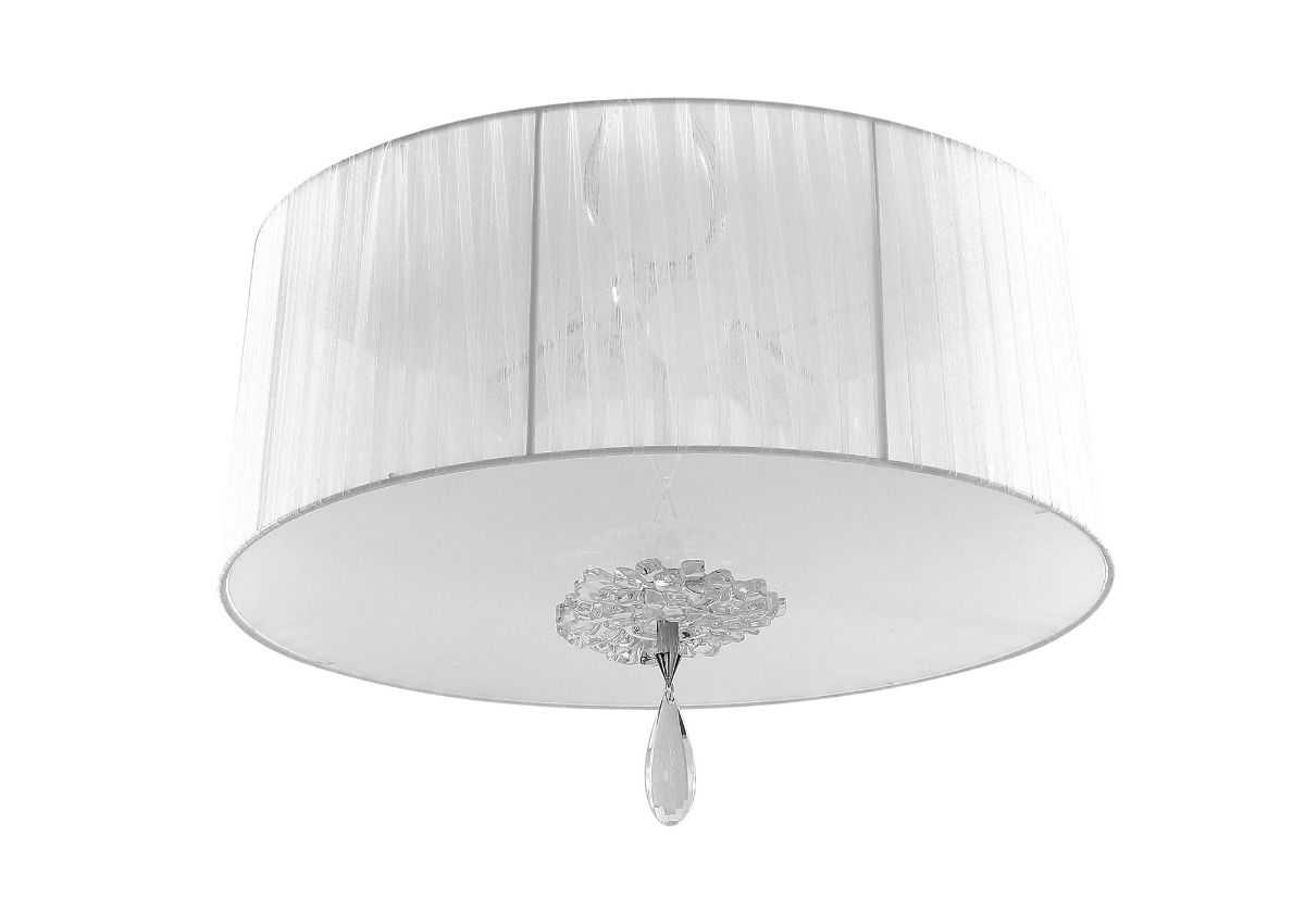 M5275 Mantra Louise 3 Light E27 White Shade Polished Chrome Clear Crystal Flush