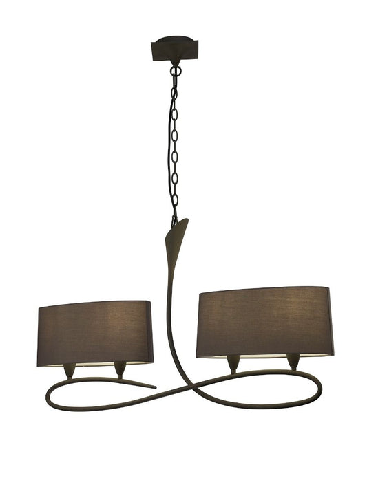 M3680 Mantra Lua Pendant Fitting 2 Arm 4 Light Ash Grey Ash Grey Shades