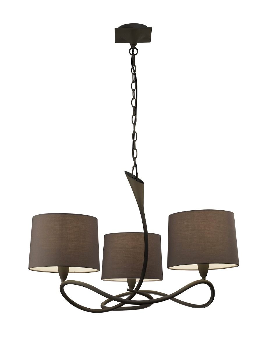 M3686 Mantra Lua Pendant Fitting 3 Light Ash Grey Ash Grey Shades