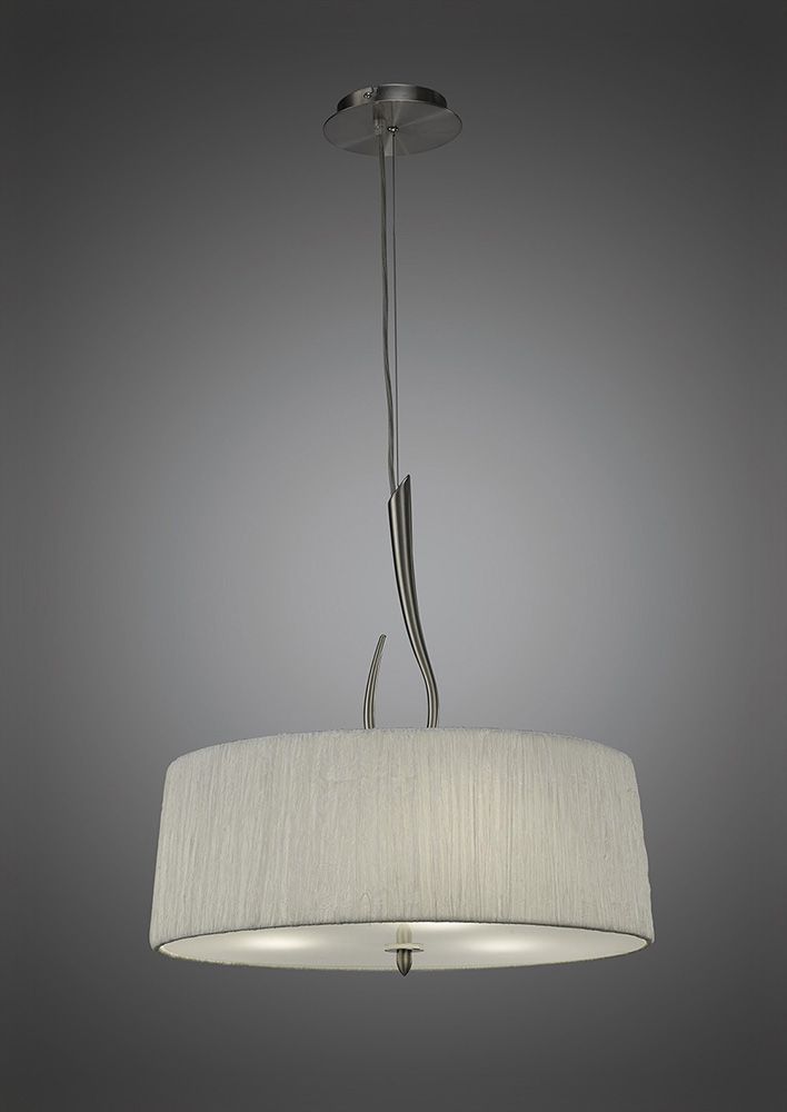 M3704 Mantra Lua Pendant Fitting 3 Light Satin Nickel White Shade