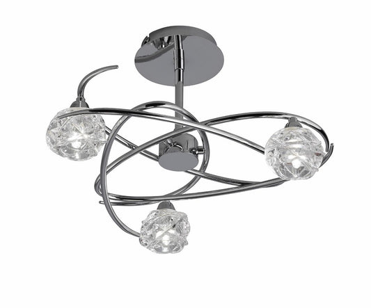 M3944 Mantra Maremagnum 3 Light Semi-Flush Ceiling Fitting G9 Polished Chrome