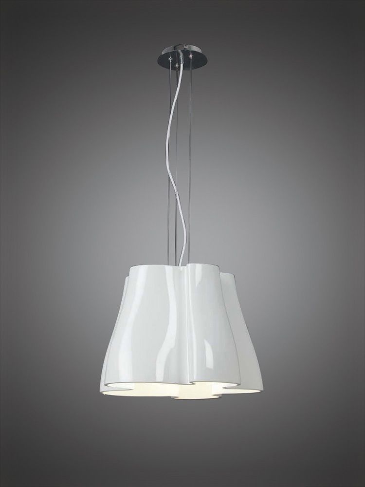 M3720 Mantra Miss Pendant Fitting 3 Light Gloss White Polished Chrome