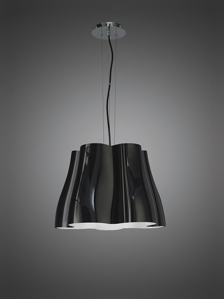 M3721 Mantra Miss Pendant Fitting 3 Light Gloss Black Polished Chrome