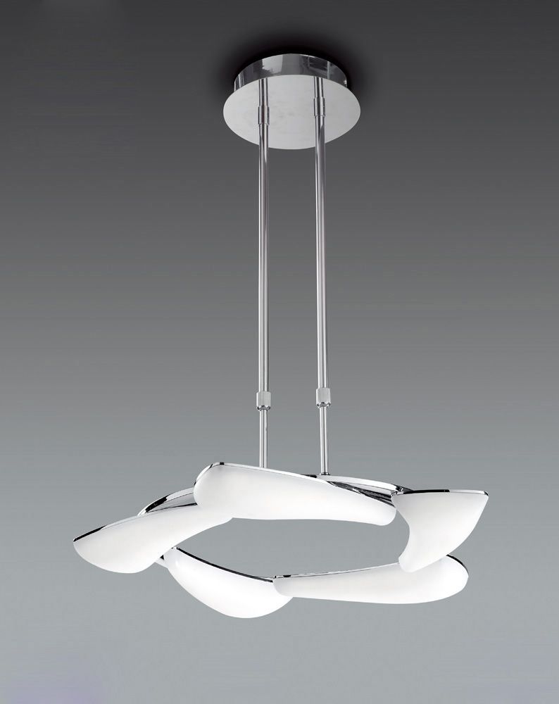 M3801 Mantra Mistral Telescopic Pendant Fitting LED Polished Chrome Frosted Acrylic