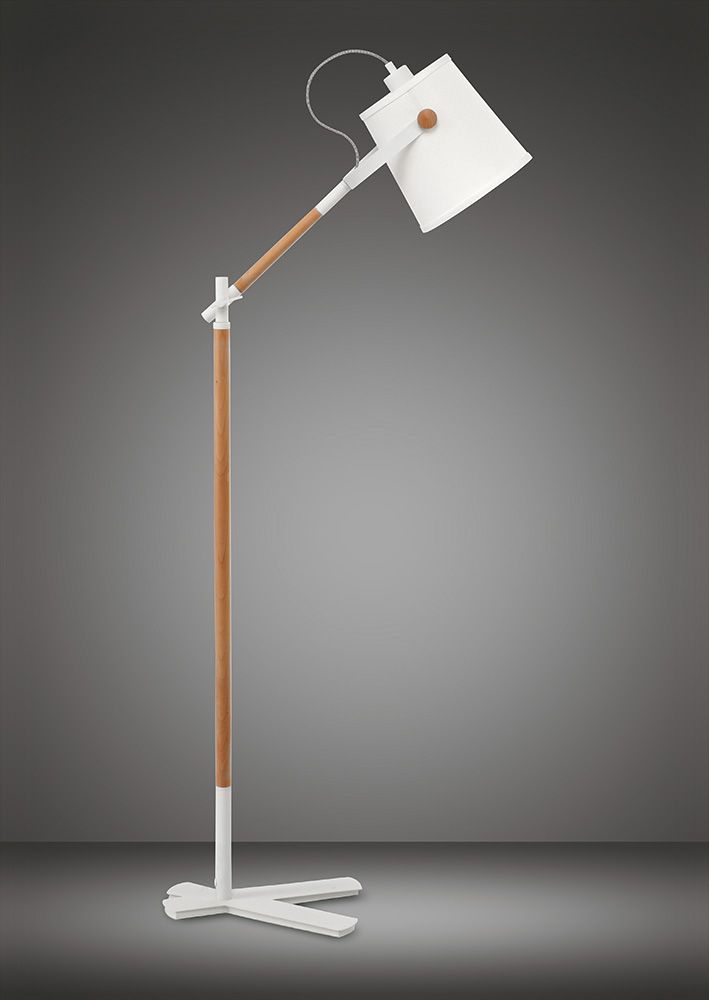 M4920 Mantra Nordica Floor Lamp White Shade 1 Light E27 Matt White Beech Ivory White Shade