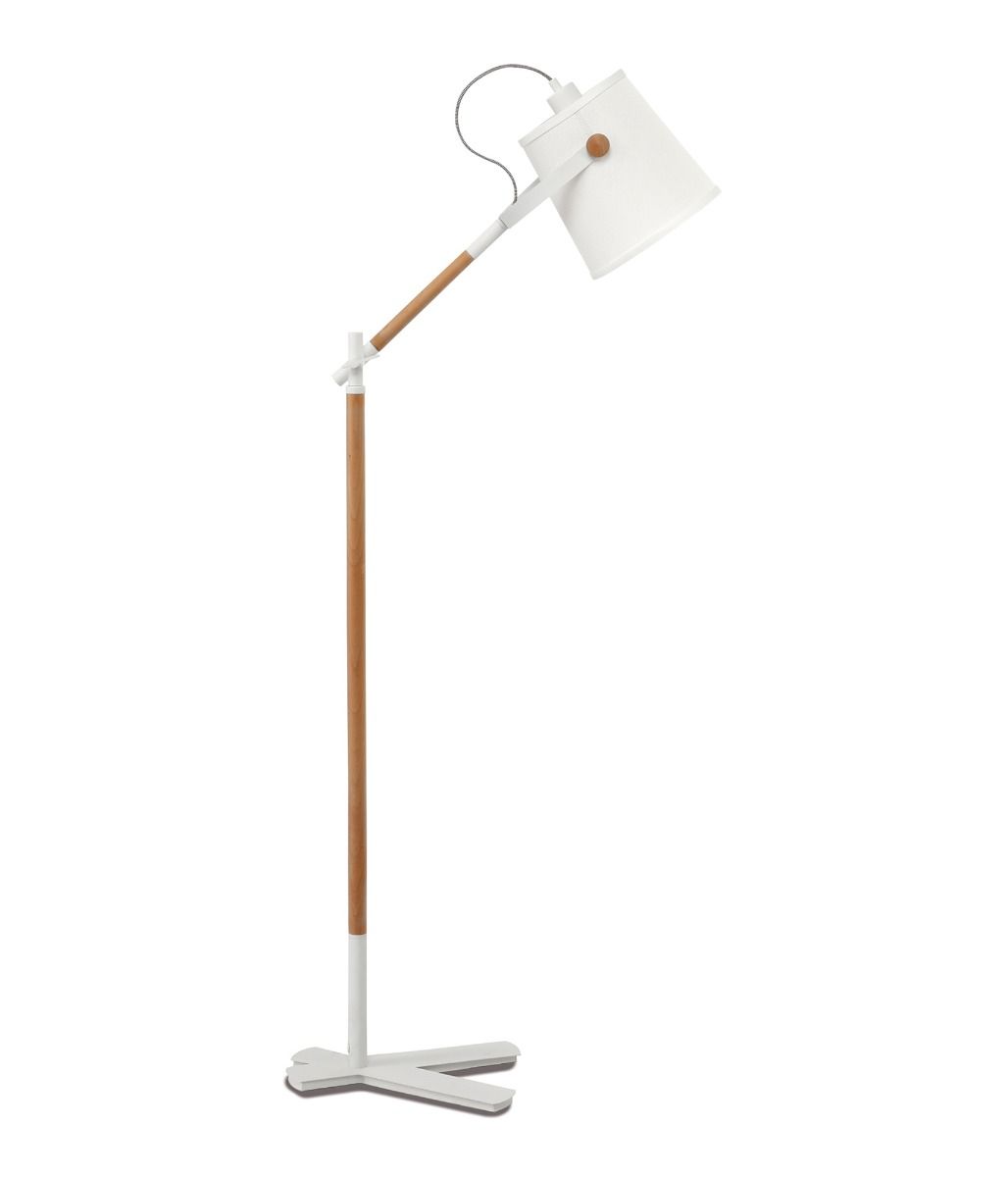 M4920 Mantra Nordica Floor Lamp White Shade 1 Light E27 Matt White Beech Ivory White Shade