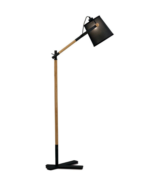M4921 Mantra Nordica Floor Lamp Black Shade 1 Light E27 Matt Black Beech Black Shade