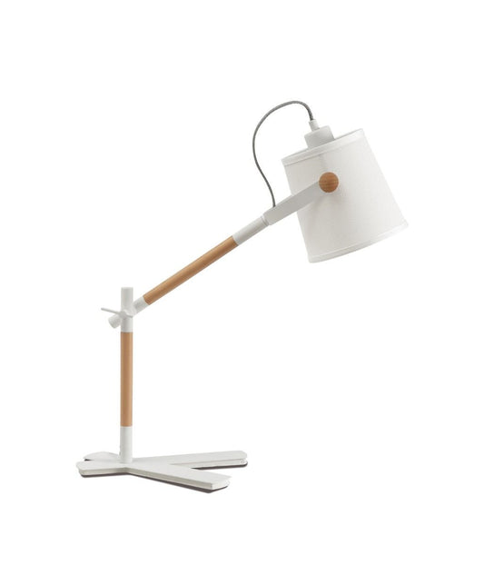 M4922 Mantra Nordica Table Lamp White Shade 1 Light E27 Matt White Beech Ivory White Shade