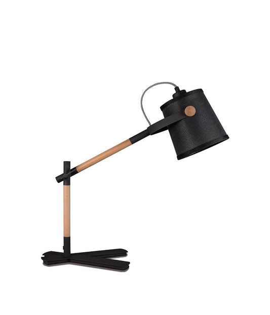 M4923 Mantra Nordica Table Lamp Black Shade 1 Light E27 Matt Black Beech Black Shade