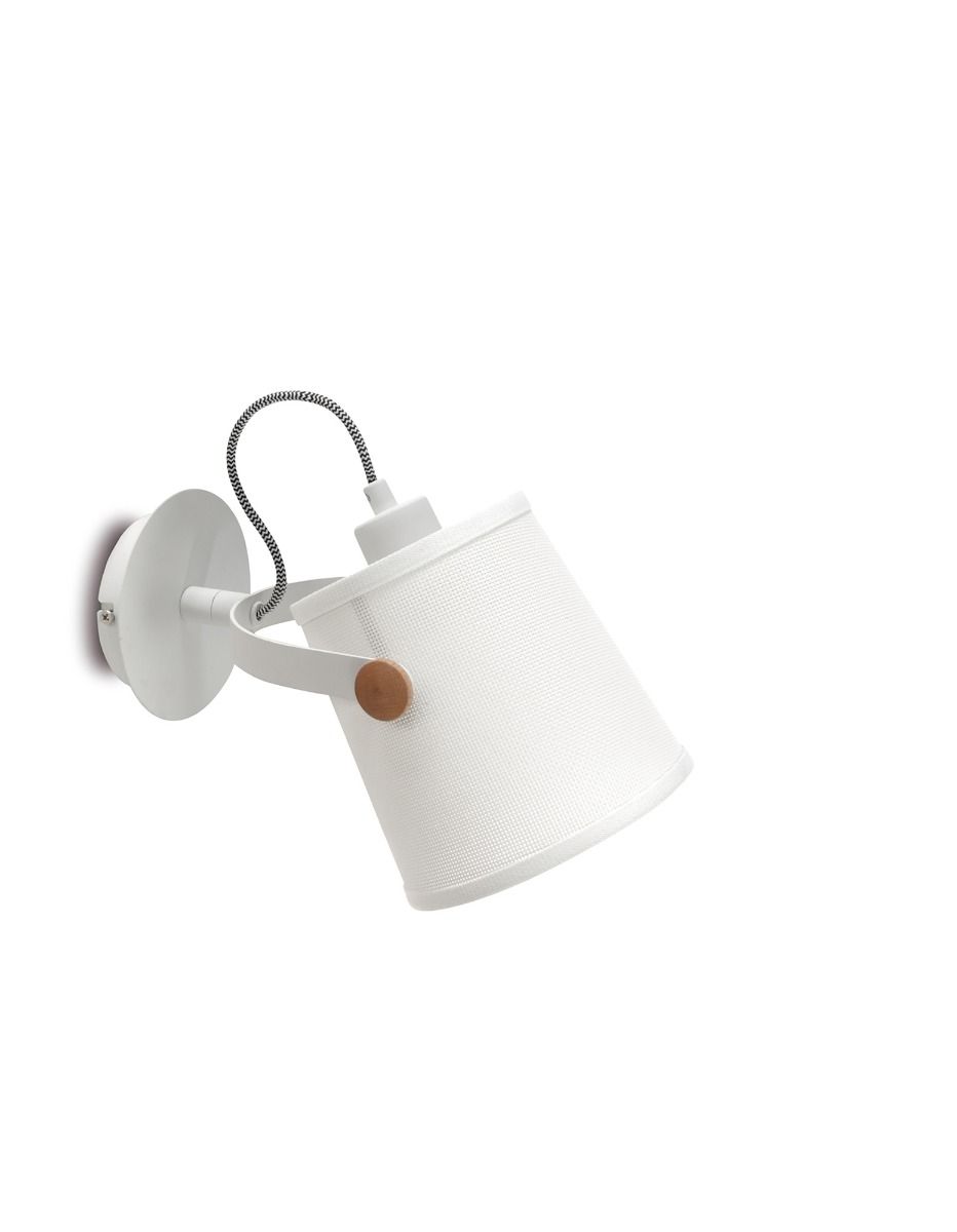 M4924 Mantra Nordica Wall Lamp White Shade 1 Light E27 Matt White Beech Ivory White Shade