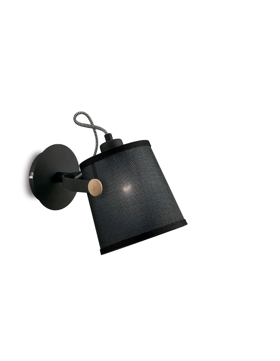 M4925 Mantra Nordica Wall Lamp Black Shade 1 Light E27 Matt Black Beech Black Shade
