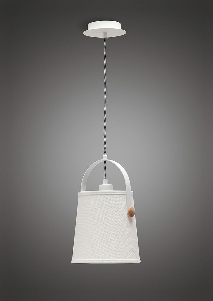 M4926 Mantra Nordica Pendant White Shade 1 Light E27 Matt White Beech Ivory White Shade