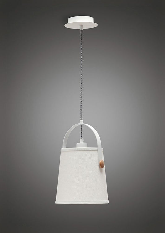 M4926 Mantra Nordica Pendant White Shade 1 Light E27 Matt White Beech Ivory White Shade