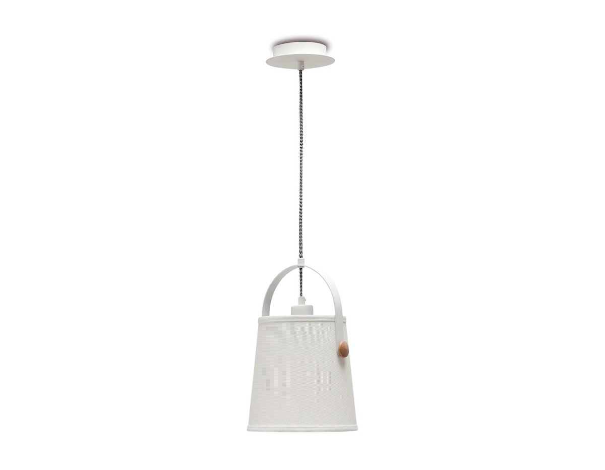 M4926 Mantra Nordica Pendant White Shade 1 Light E27 Matt White Beech Ivory White Shade