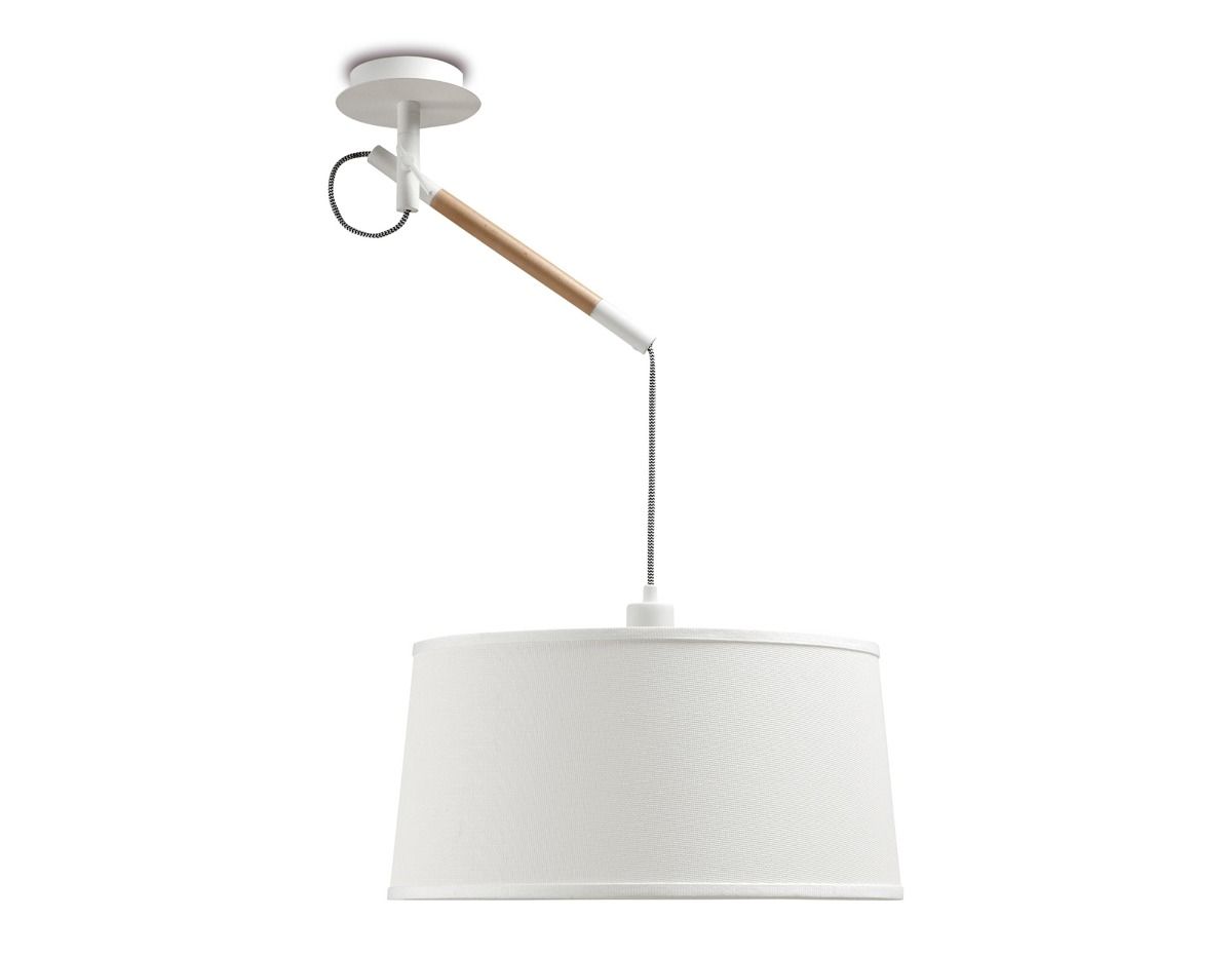 M4928 Mantra Nordica Multi Position Pendant White Shade 1 Light E27 Matt White Beech Ivory White Shade
