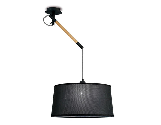 M4929 Mantra Nordica Multi Position Pendant Black Shade 1 Light E27 Matt Black Beech Black Shade