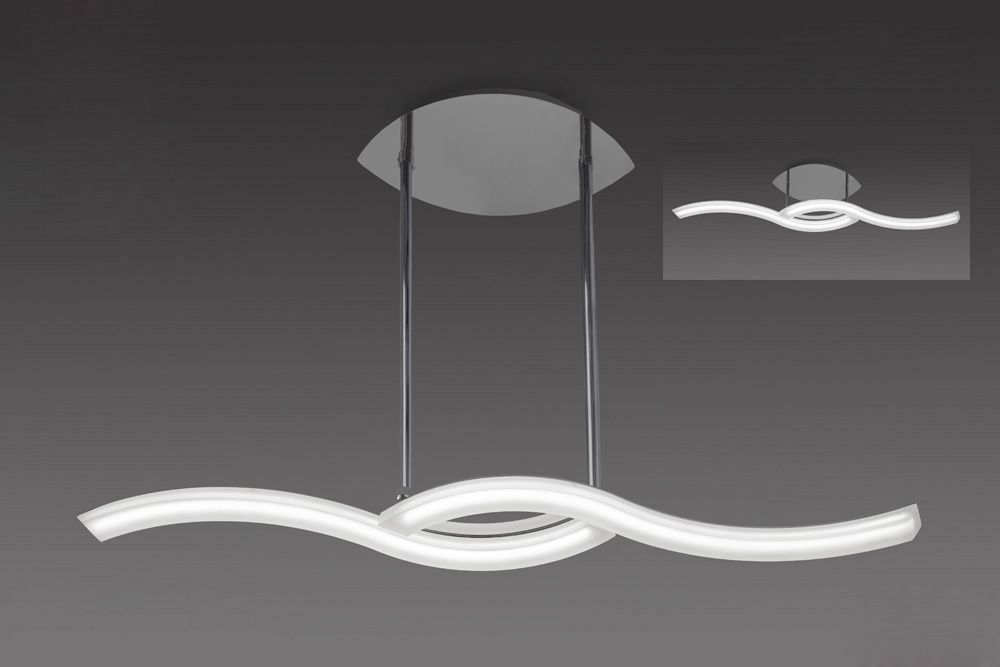 M3567 Mantra On Telescopic Semi Flush Fitting Convertible Line LED Polished Chrome Frosted Acrylic