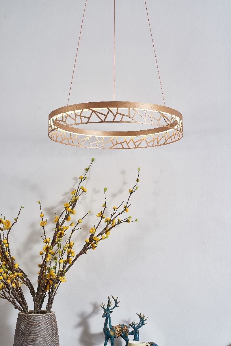 PD18022-60-1A MG Avivo Mosaic 1 Light LED Pendant Matte Gold Ceiling Fitting