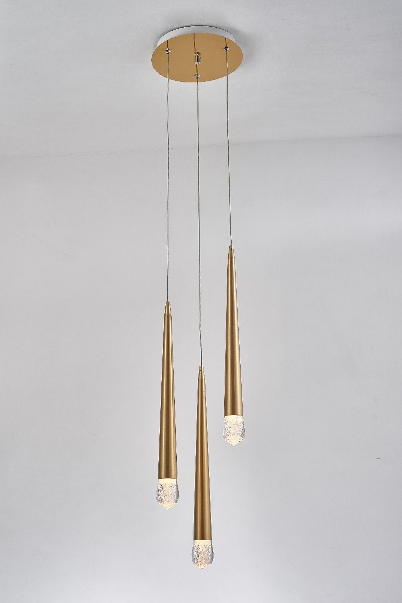 D2309-3A B Avivo Droplet P3 Light LED Pendant Brass Ceiling Fitting