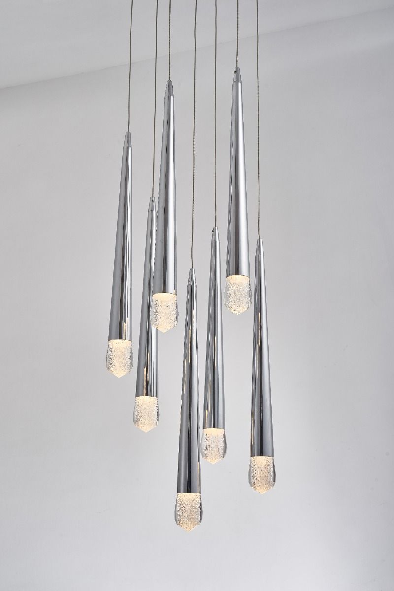 PD2309-7A CH Avivo Droplet 7 Light LED Pendant Chrome Ceiling Fitting