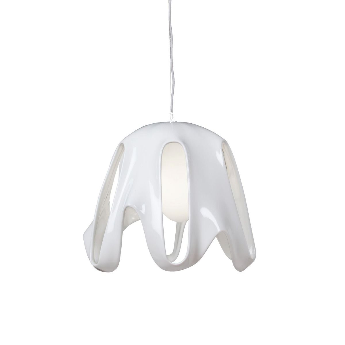M3740 VINTAGEMantra Phantom Pendant 1 Light E27 Gloss White Frosted White Glass Polished Chrome