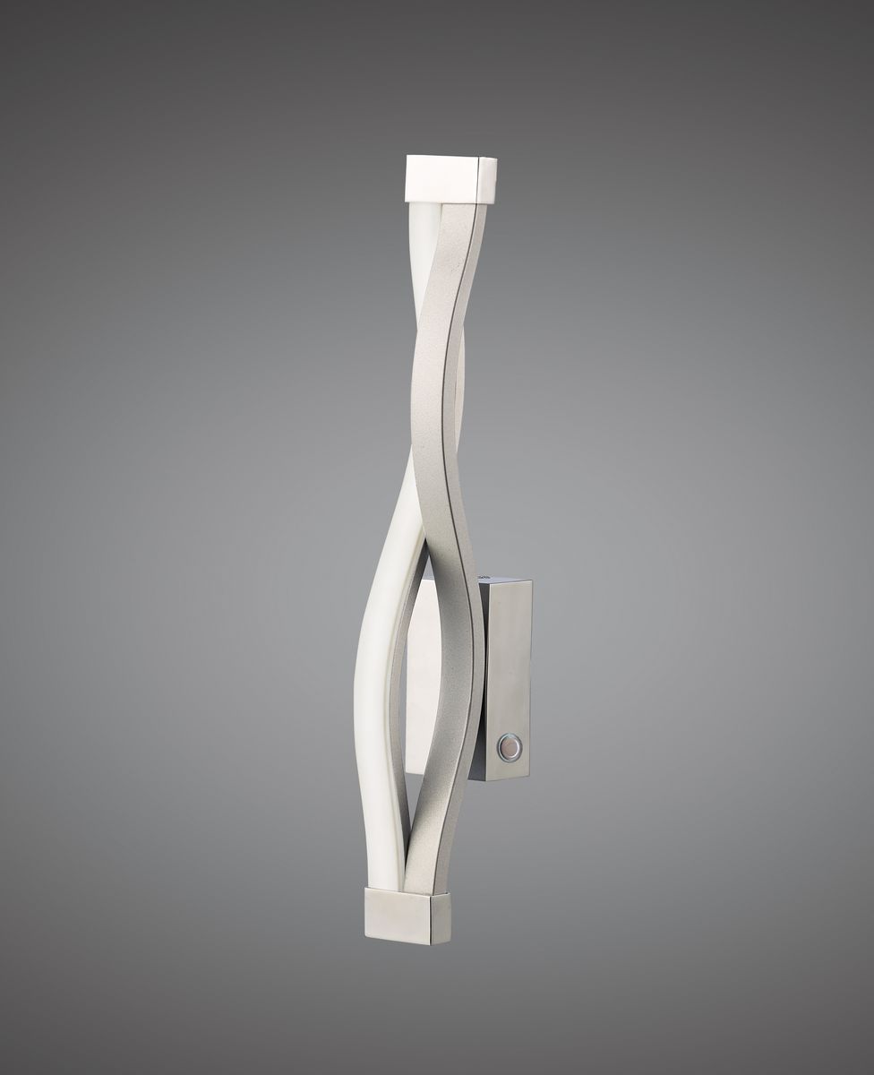 M4867 Mantra Sahara Touch Dimmer Wall Lamp 6W LED 3000K, 420lm, Silver Frosted Acrylic Polished Chrome