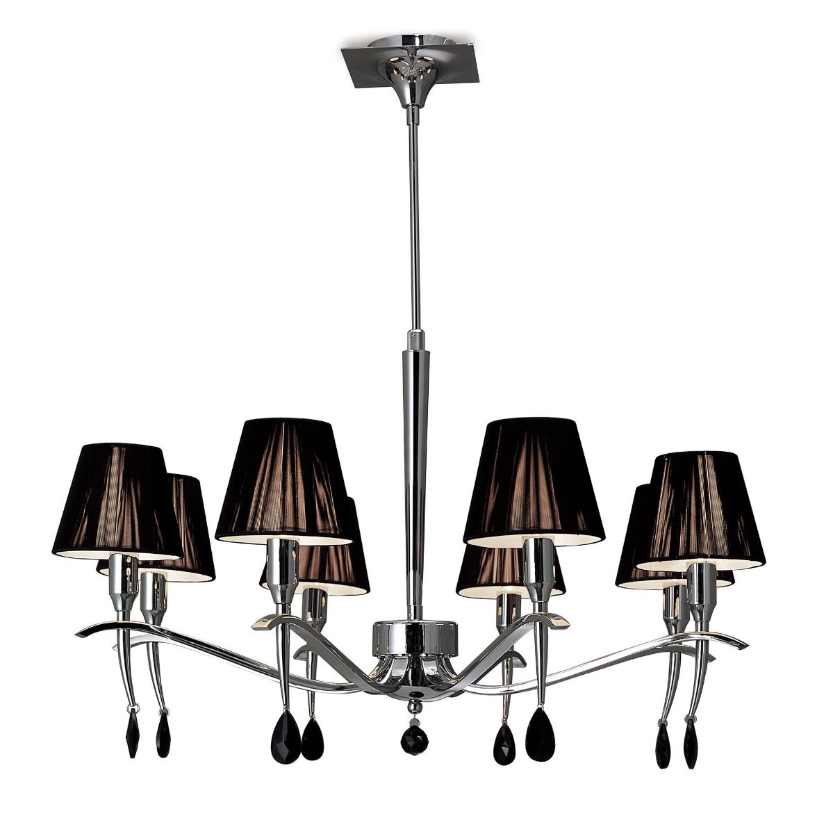 Mantra M0341 Siena Pendant Round 8 Light Polished Chrome Black Shades Black Crystal