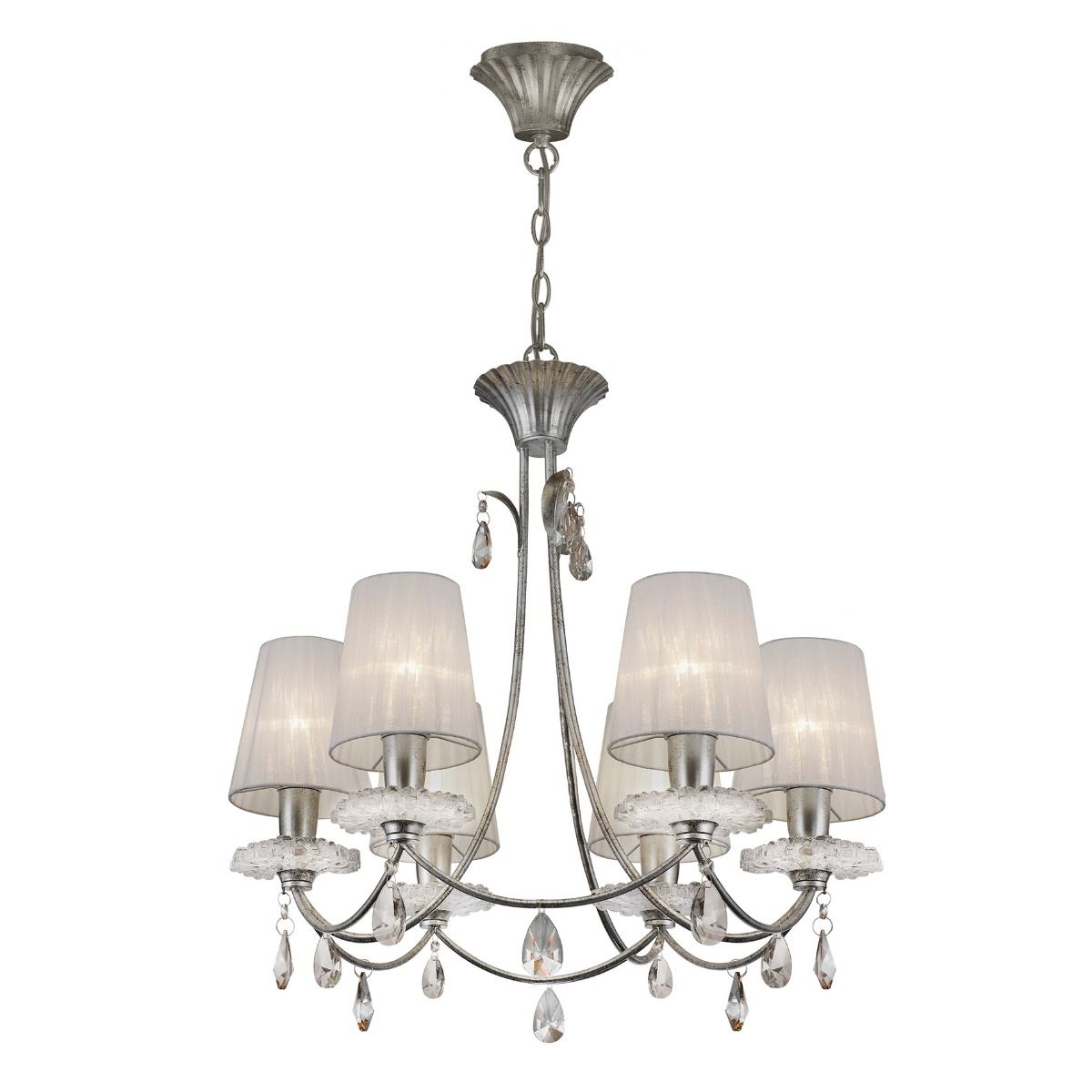 M6302 Mantra Sophie Medium 6 Light Silver Chandelier