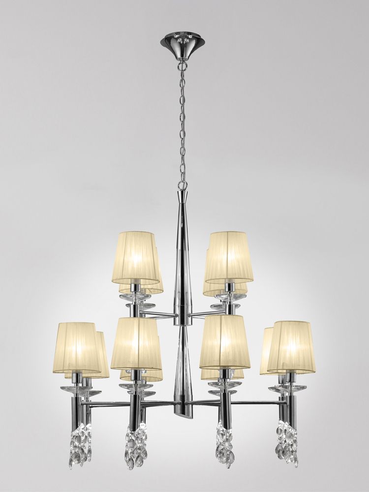 M3850/CS Mantra Tiffany Pendant 2 Tier 24 Light Polished Chrome Cream Shades